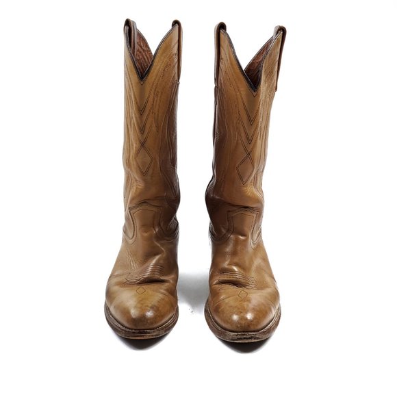 Frye Pull On Brown Leather Western Cowboy BOots - Picture 2 of 8